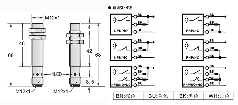 M12-M12 68mm接近开关